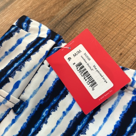 SPANX WOMENS SUNSHINE SHORT 6in BLUE PAINTED STRIPED LIGHTWEIGHT SZ MEDIUM NEW - Picture 5 of 11